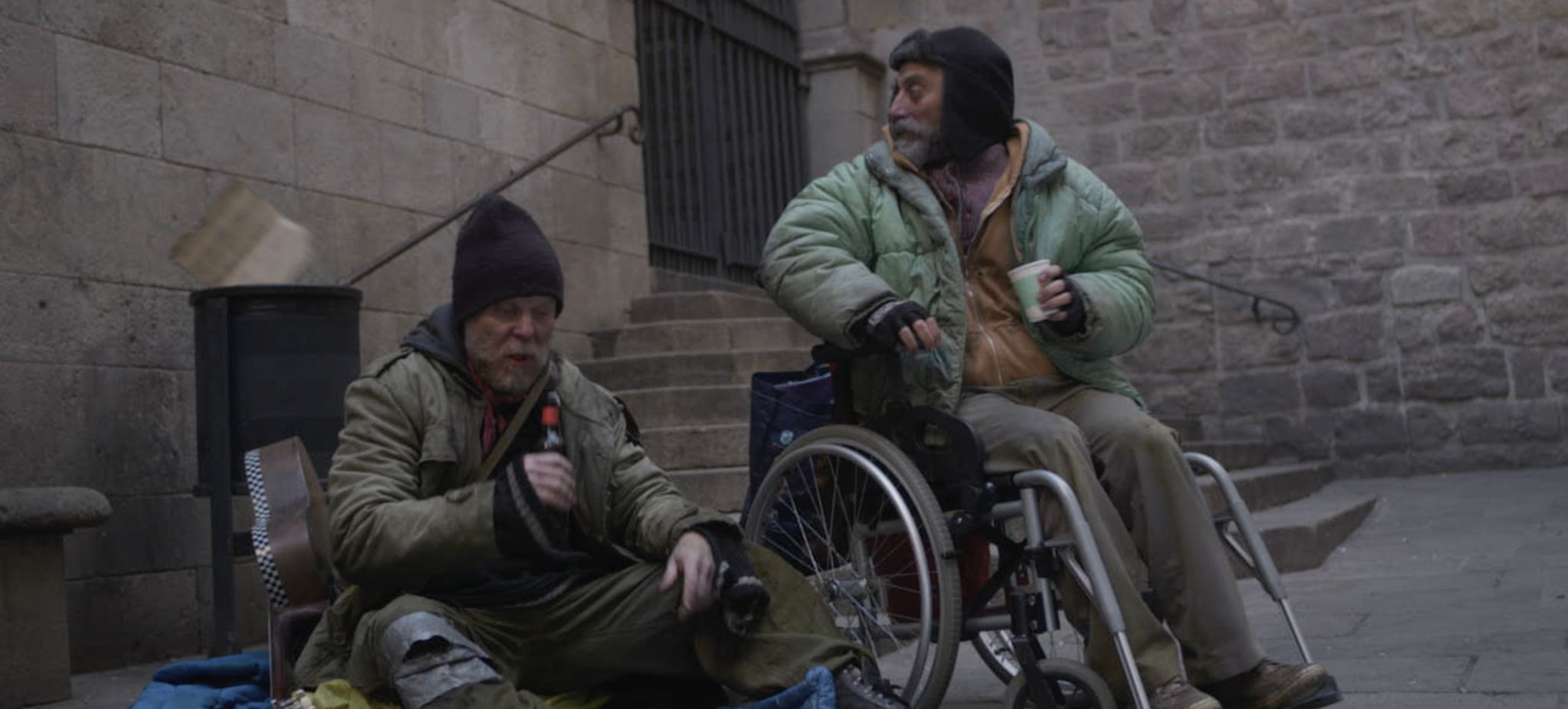 Alley scene with wheelchair